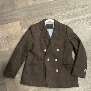 J Crew by Moon Bristol double breasted brown tweed blazer 12P